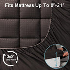 HYLEORY Full XL Mattress Pad Quilted Fitted Mattress Protector Cooling Pillow - Image 5