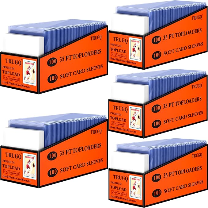 1000 Card Sleeves Top Loads for Cards, Toploaders Hard Plastic for Trading Game by TRUGQCardGuardians