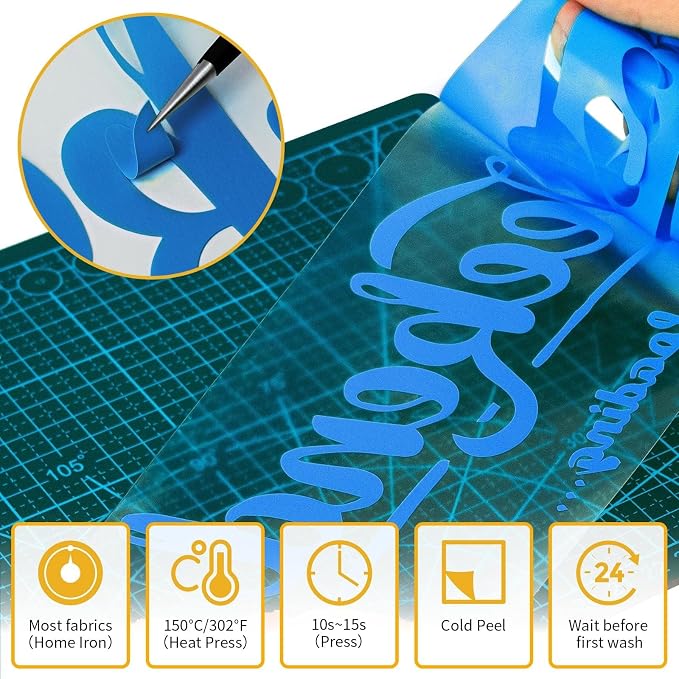 VinylRus Heat Transfer Vinyl-12” x 35FT Sky Blue Iron on Vinyl Roll - Image 3