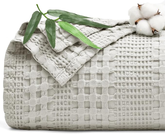 PHF Cooling Waffle Blanket King Size, Lightweight 60% Rayon from Bamboo & 40% by PHF