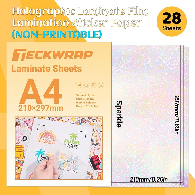 TECKWRAP Holographic Laminate Sheets Waterproof Laminating Sheets - Image 2