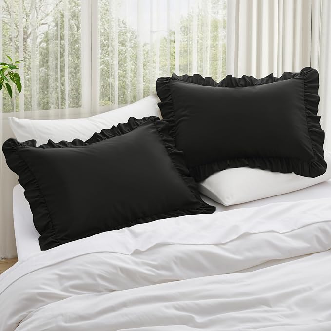 KKJIAF Ruffle Pillow Cases Standard Size Set of 2, Ruffled Pillow Covers - Image 2