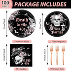 Qyeahkj 100 Pcs 50th Birthday Party Supplies Death to My 40s Paper Plates and - Image 2