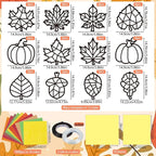 Renbuzhu 40PCS Fall Crafts Bulk: Leaves Pumpkins Paper Suncatchers DIY Kit - Image 4