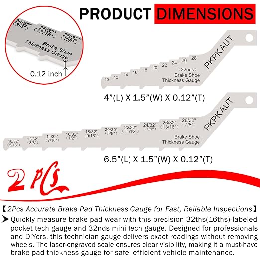 2Pcs Mini Tech Gauge 32nds Brake Pad Measuring Tool, 2-in-1 32ths-Labeled - Image 2