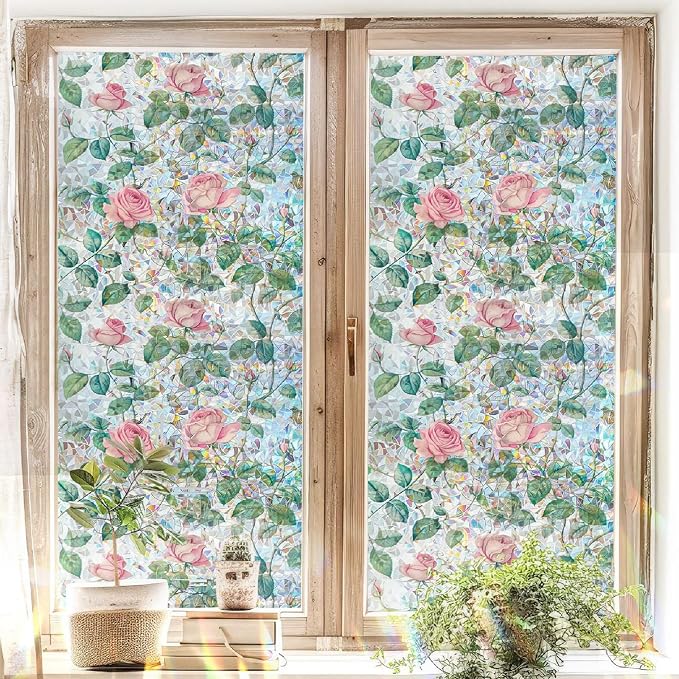 Retro Flowers Window Privacy Film, Magnolia Stained Glass Decorative Window Film - Image 3