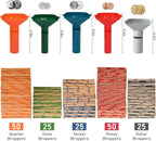 L LIKED 175 Assorted Flat Striped Coin Wrappers & 5 Coin Sorters Tubes - Image 2