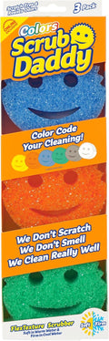 Scrub Daddy Color Sponges - Scratch-Free Multipurpose Dish Sponges for Kitchen, Bathroom & Household Cleaning - Made with BPA-Free Polymer Foam (3 Count)