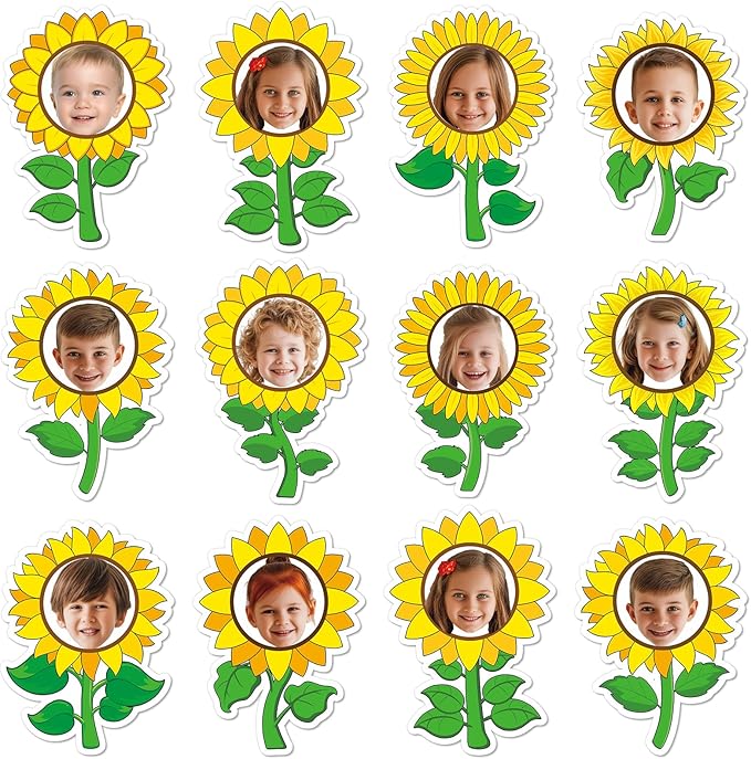 60pcs Sunflower Theme DIY Cutouts Sunflower Bulletin Board Decoration Set by partygreeting