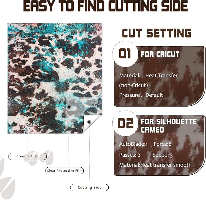 Tintnut Cowhide Heat Transfer Vinyl, 10 Sheets 12x10in Iron on Vinyl | Animal - Image 7