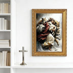 Vintage Gold Framed Jesus and Lamb Wall Art Jesus Saves the Lost Sheep Wall - Image 6