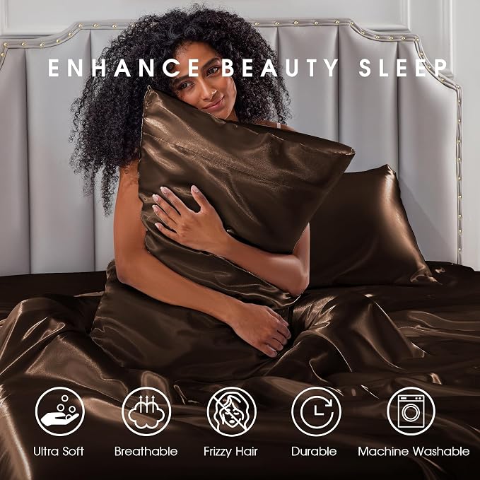 FreshCulture Satin Sheets Twin XL Bed Set - Image 7