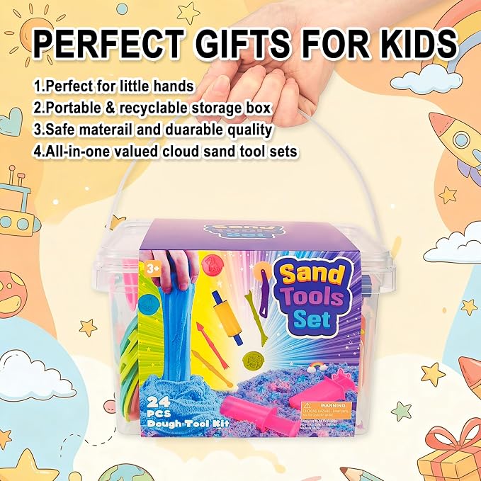 Carolart Sand and Dough Tools Set, 6 Color Cloud Sand Sensory Kit - Image 6