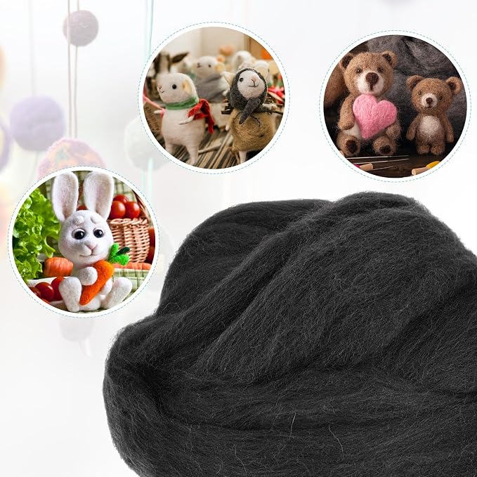 uxcell Needle Felting Wool, 8.5 Oz Nature Fibre Wool Yarn Roving - Image 4