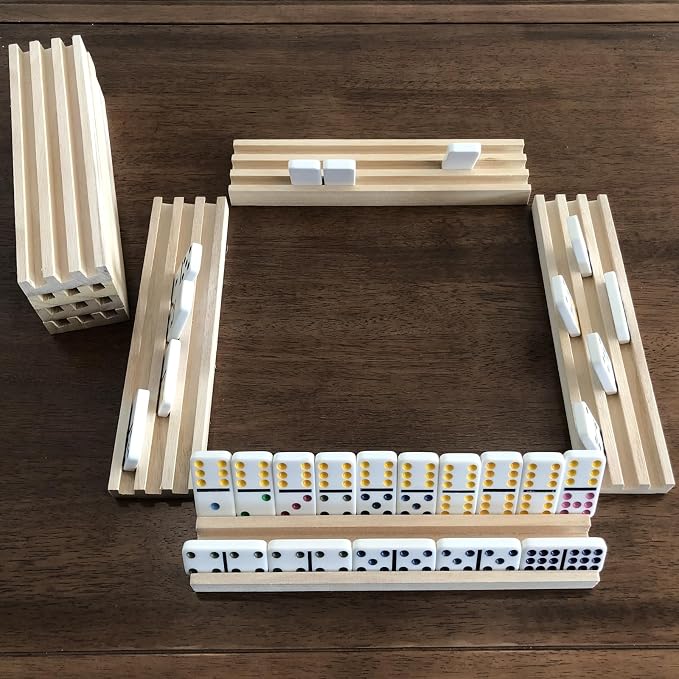 Yuanhe Wooden Domino Racks Set of 8, Domino Trays Holders Organizer - Image 5