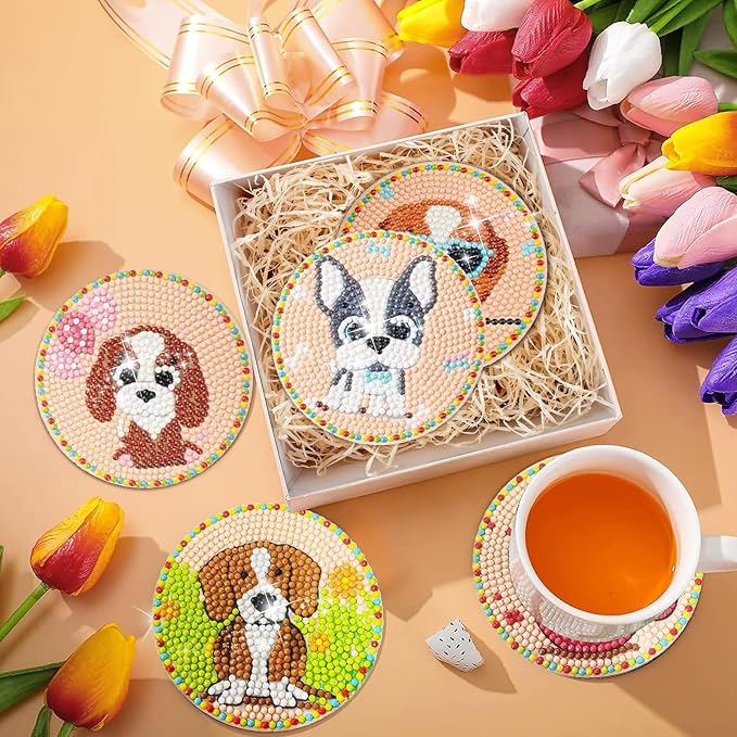 EWJRNSF 8 PCS Diamond Art Coasters Kit, Small Diamond Painting Coasters - Image 4