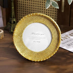 Cuspin 4x4 Round Gold Picture Frame, Vintage Woven Circle Photo Frame - Image 4