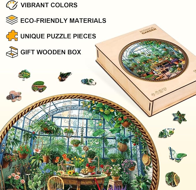 Flower Plant Garden Puzzles Succulents Vintage Greenhouse Rustic Nature Puzzle - Image 2