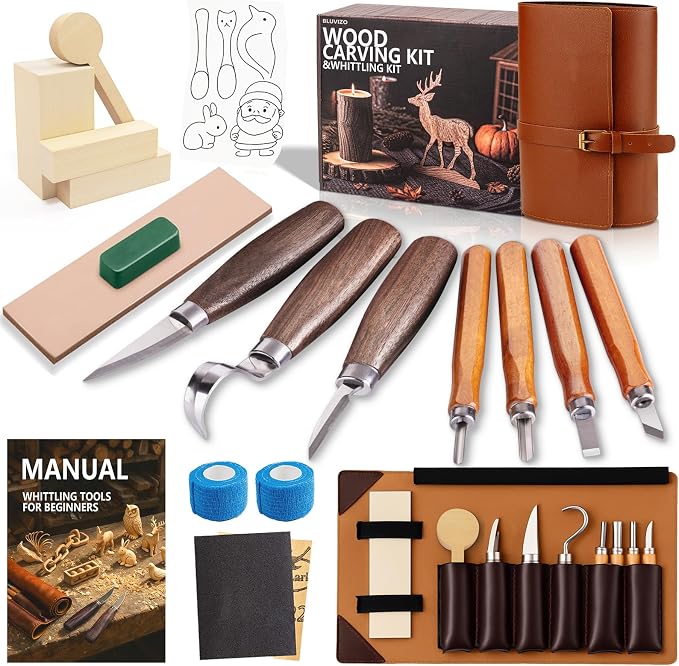 Wood Carving Kit Whittling Kit: Deluxe Wood Carving Tools Knife Set by YourTrustedCompanionontheCarvingJourney