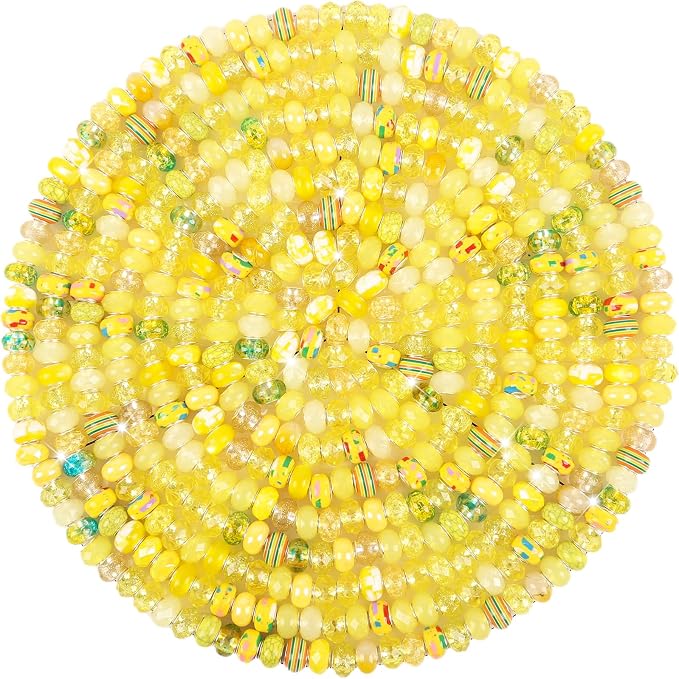 Large Hole Beads Spacer Beads Yellow Assorted European Craft Big Beads Large by BRACELETMAKINGKIT