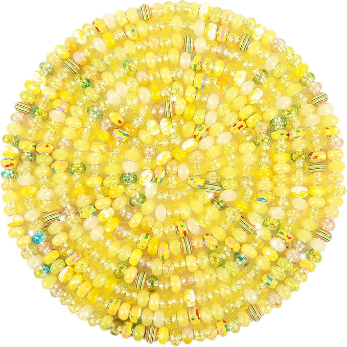 200Pcs Large Hole Beads Spacer Beads Yellow Assorted European Craft Big Beads by BRACELETMAKINGKIT