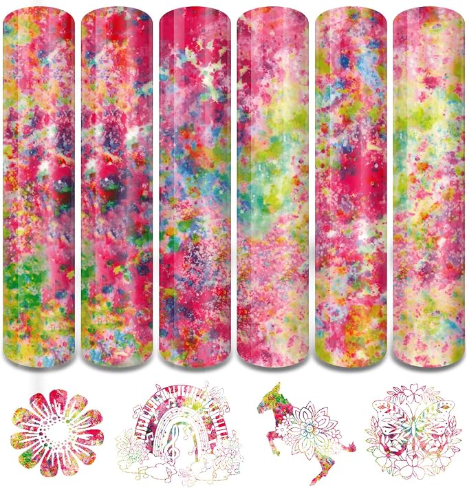 Tintnut Pink Green Splash Heat Transfer Vinyl, stretch washable, works by Tintnut