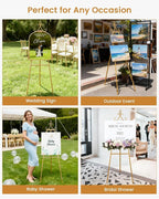 53.9" Gold Easel Stand for Sign, Heavy Duty Metal Display Easel - Image 5