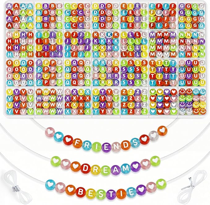 1400 PCS 4x7mm Round Alphabet Letter Beads by artificialplants