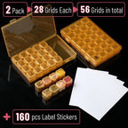 Mr. Pen- Bead Storage Containers, 28 Grids, 2 Pack, Transparent Orange | 160 - Image 2