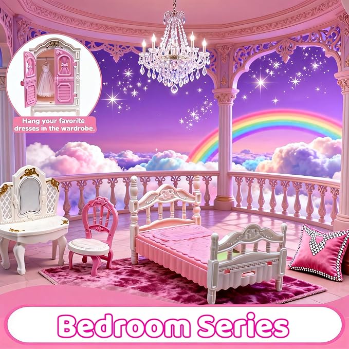 52 Pcs Dollhouse Furniture, Doll House Accessories and Furniture, Living Room - Image 6