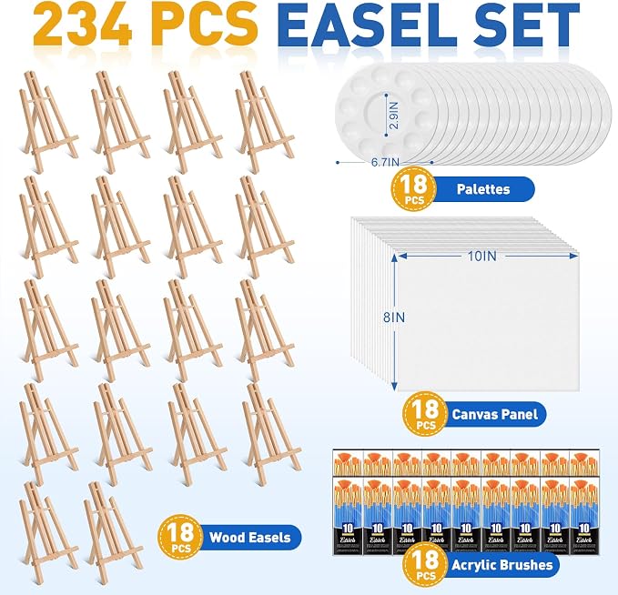 ESRICH 234 Pack Canvas with Easel Set 8 x 10 in Canvas Boards with 11.8 in - Image 2