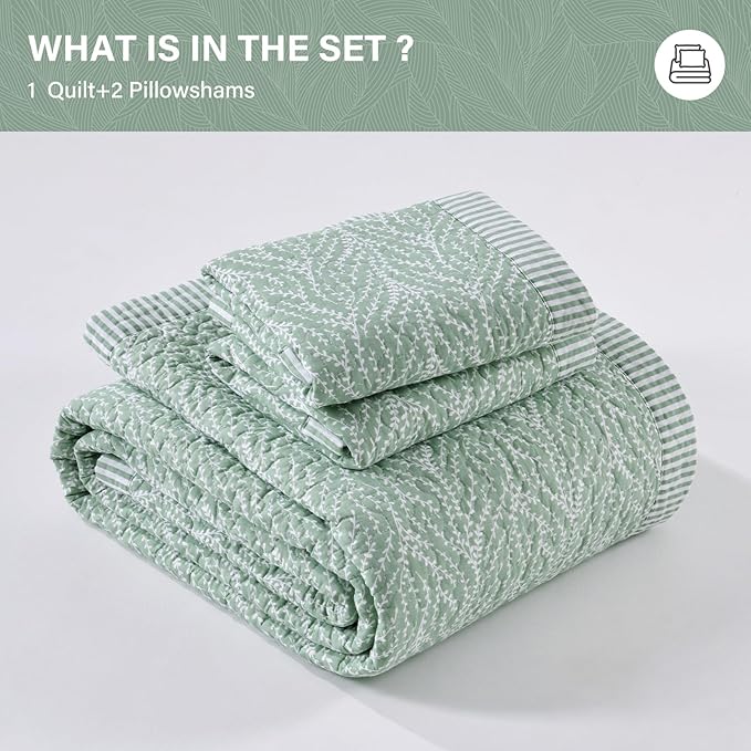 SahSahCasa Quilt Set King Size, 100% Cotton Quilt Bedding Set Bedspread - Image 7