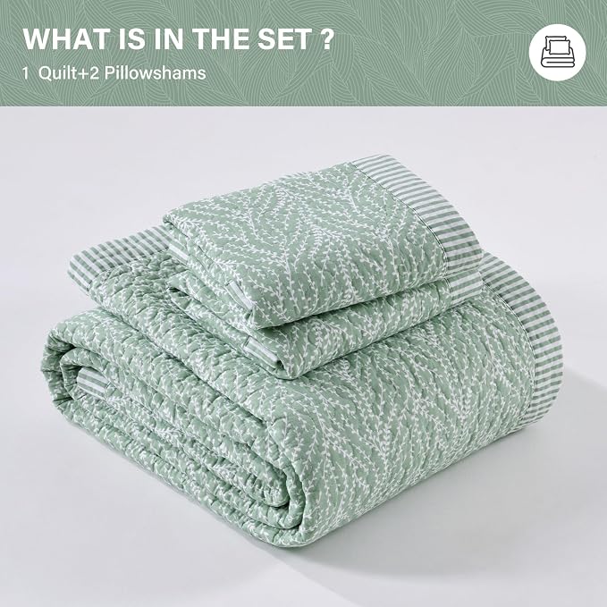 SahSahCasa Quilt Set Queen Size, 100% Cotton Quilt Bedding Set Bedspread - Image 7