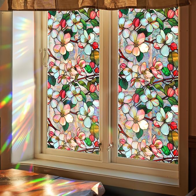 Bloss Crabapple Blossom Flower Privacy Window Film Decorative, Stain Glass - Image 4