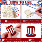 JellyArch 36 Pcs 4th of July Crafts Patriotic Wood Cutouts - Image 4