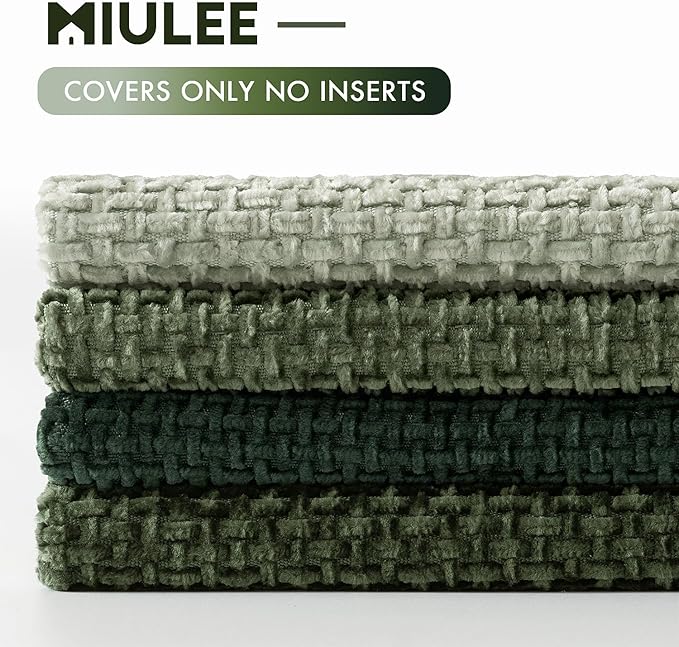 MIULEE Pack of 4 Couch Throw Pillow Covers 16x16 Inch Green Soft Decorative - Image 6