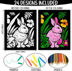 Zhanmai 48 Pcs Fuzzy Velvet Coloring Posters Artistic Edition Animal Fuzzy - Image 2