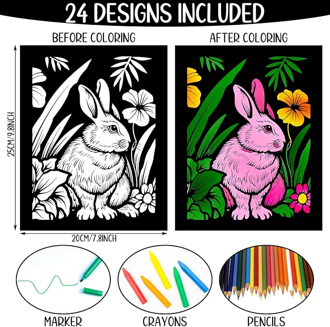 Zhanmai 48 Pcs Fuzzy Velvet Coloring Posters Artistic Edition Animal Fuzzy - Image 2