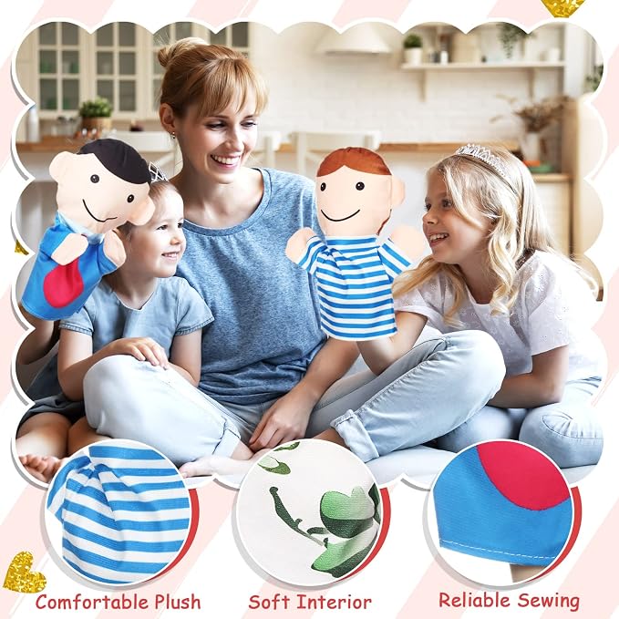 6 Pcs Family Style Hand Puppets Soft Plush Puppet Family Members Cute Hand Toys - Image 3