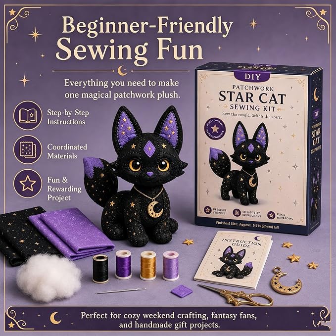 Mystic Patchwork Animal Sewing Kit – DIY Plush Craft Kit - Image 2