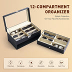 CO-Z Sunglasses Organizer with 12 Slots, 2 Story Leather Multi Sunglasses - Image 7