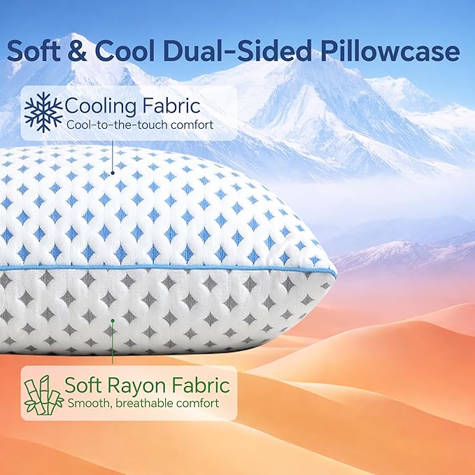 King Size Pillows Set of 2 for Sleeping, Cooling Adjustable Memory Foam Pillows - Image 4