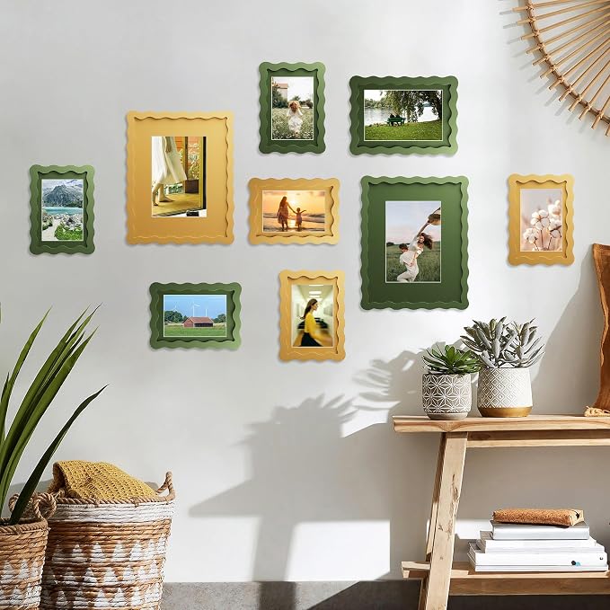 5x7 Picture Frame with Mat for 4x6, Wavy Edge Wooden Real Glass Photo Frame for - Image 7