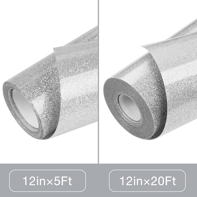 TORC Silver Glitter HTV Heat Transfer Vinyl Roll 12 inch x 20 ft Iron on Vinyl - Image 4