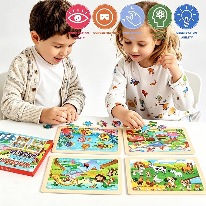 Puzzles for Kids Ages 4-6, 4 Packs 24 Piece Wooden Jigsaw Puzzle for Toddlers - Image 9