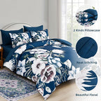 Luxudecor Floral Comforter Set Queen Size 7 Piece, Elegant Comforter Bedding Set - Image 6