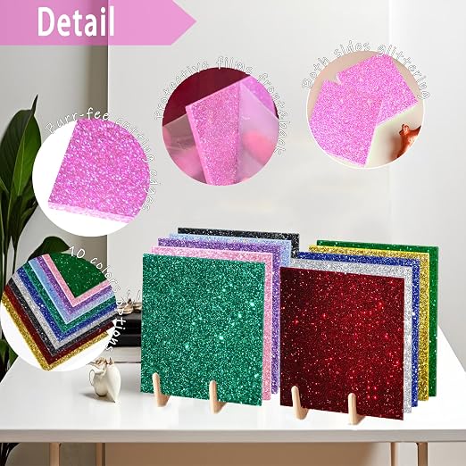 Glitter Acrylic Sheets, 1/8 in Thick, 2 Pack | 3mm Cast Sparkly Acrylic - Image 3