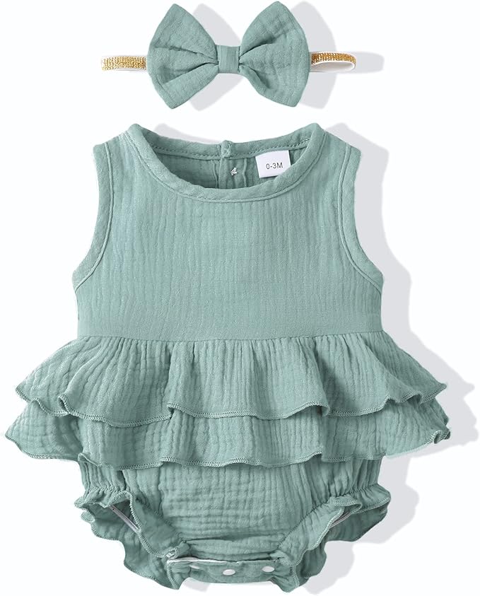 Renotemy Newborn Infant Baby Girl Clothes Rompers Summer Jumpsuits Short Sleeve Romper Infant Baby Clothes Girl
