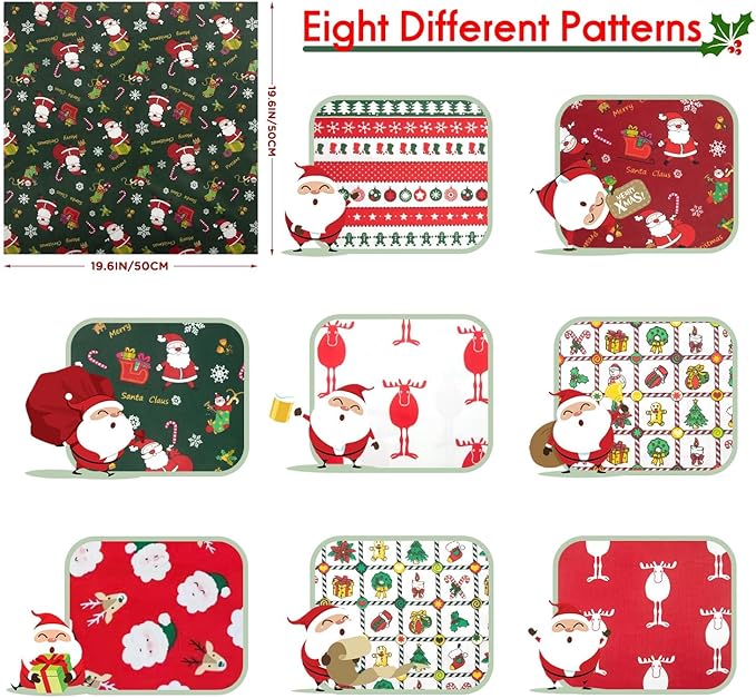 Aubliss 8pcs Fat Quarter Fabric Bundles Quilting Cotton Craft Fabric Pre-Cut - Image 3
