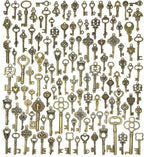 125 PCS Vintage Skeleton Key Set Charms, JIALEEY Mixed Antique Style Bronze by JIALEEY